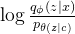 \log \frac{q_{\phi } (z|x)}{p_{\theta (z|c)}}