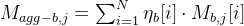 m_{agg-b,j}=\sum ^{n}_{i=1}\eta _{b}[i]\cdot m_{b,j}[i]