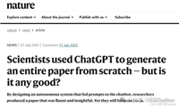 Nature:两位科学家在不到一个小时的时间用ChatGPT生成了一篇研究论文