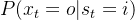 p(x_t=o|s_t=i)