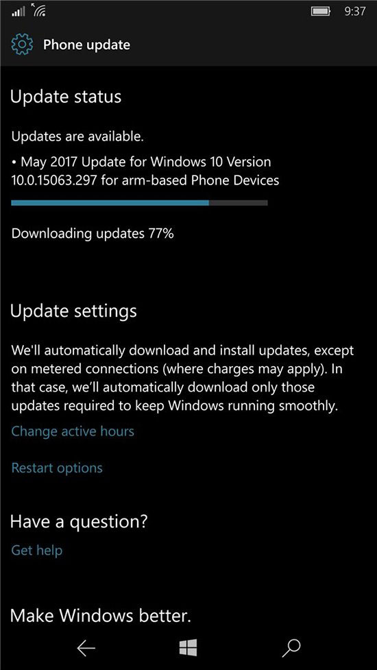 微软win10 mobile创意者更新15063.297正式版今日推送