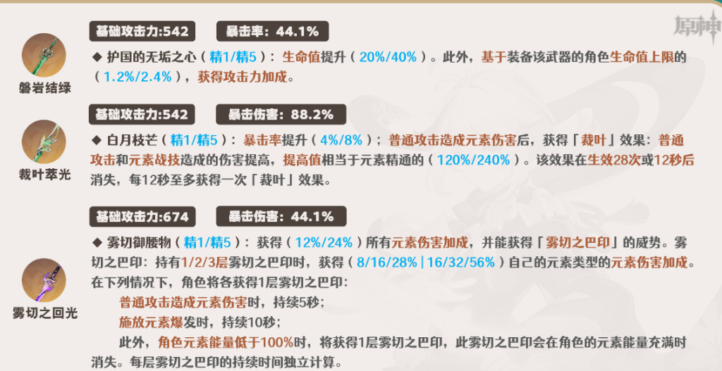 万叶武器推荐排行榜有哪些?怎么搭配?