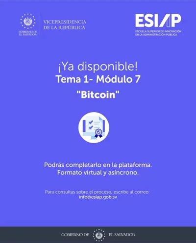 萨尔瓦多比特币办公室推出btc教育课程！向8万公务员提供教育与认证
