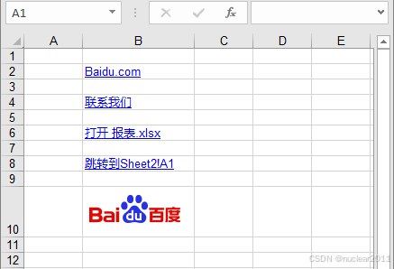 python 插入超链接到excel单元格