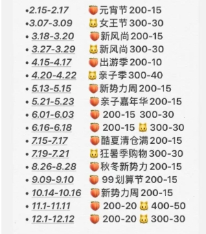 2025天猫活动时间表