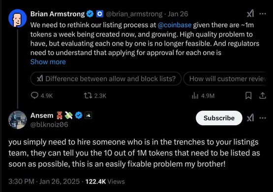 coinbase ceo brian armstrong重整上币流程！孙宇晨：有失公正