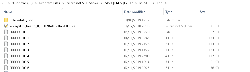 view error log in the log folder